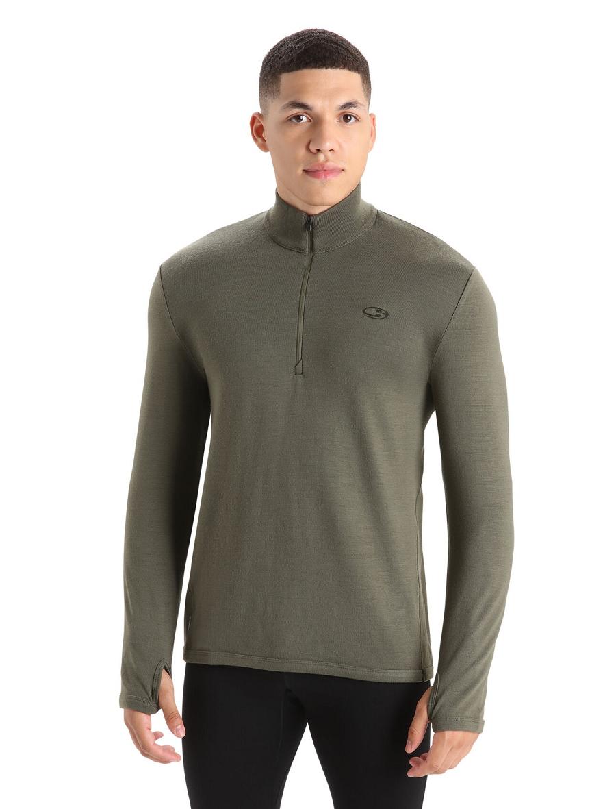 Sweat À Capuche Icebreaker Merino Original Long Sleeve Half Zip Homme Vert Olive | FR 1271LISH